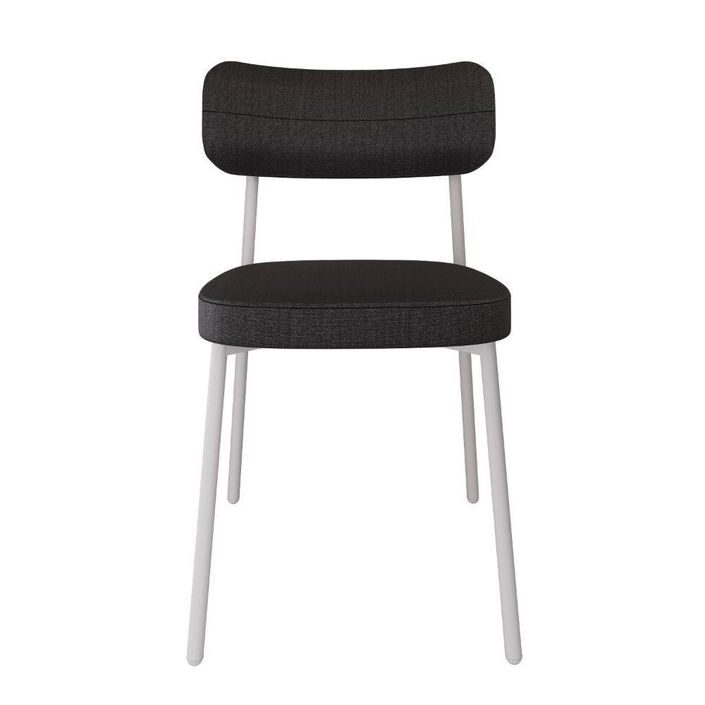 4 Unidades Cadeira Alloa Fixa Com 4 Pés 50 X 44,7 X 83,8 Cm Pés Brancos - Corriente Grafite - Branco Epoxi - 5