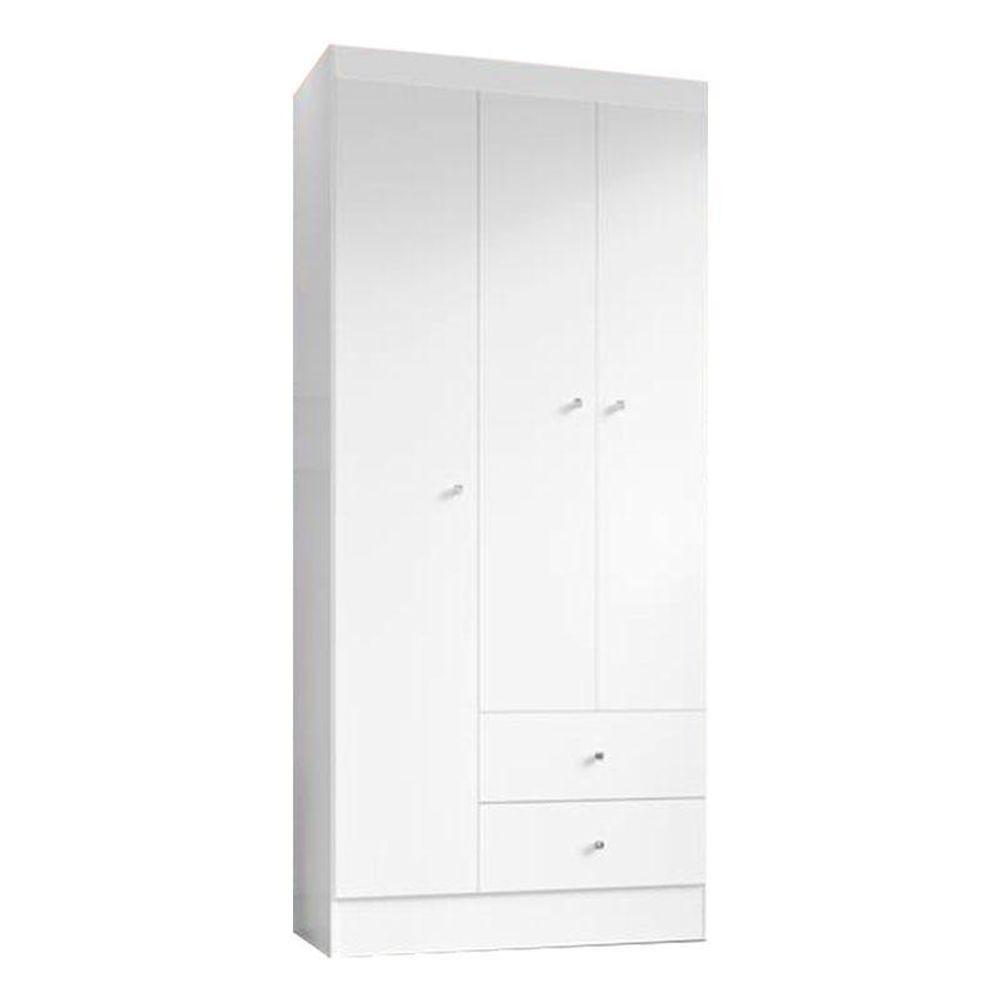 Guarda Roupa Solteiro Versa 3 Portas Branco Rosa Flex Fosco - Kits Paraná - 1