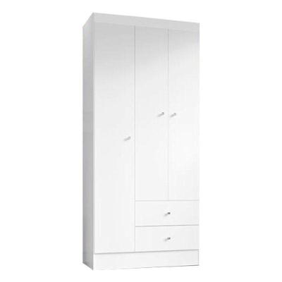 Guarda Roupa Solteiro Versa 3 Portas Branco Rosa Flex Fosco - Kits Paraná