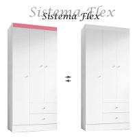 Guarda Roupa Solteiro Versa 3 Portas Branco Rosa Flex Fosco - Kits Paraná