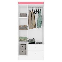 Guarda Roupa Solteiro Versa 3 Portas Branco Rosa Flex Fosco - Kits Paraná - 5