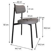 Conjunto 4 Cadeiras De Jantar Alloa Corriente Cinza Claro Estrutura Preta - 7