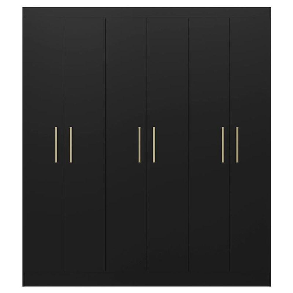 Guarda Roupa Casal Ipê 6 Portas Preto Fosco - Kits Paraná - 2