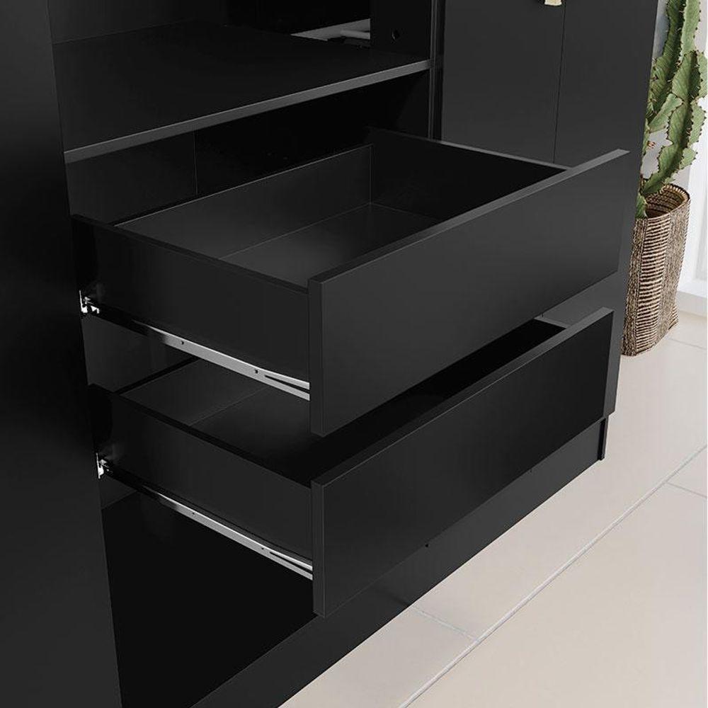Guarda Roupa Casal Ipê 6 Portas Preto Fosco - Kits Paraná - 5