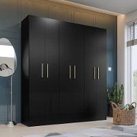 Guarda Roupa Casal Ipê 6 Portas Preto Fosco - Kits Paraná - 7