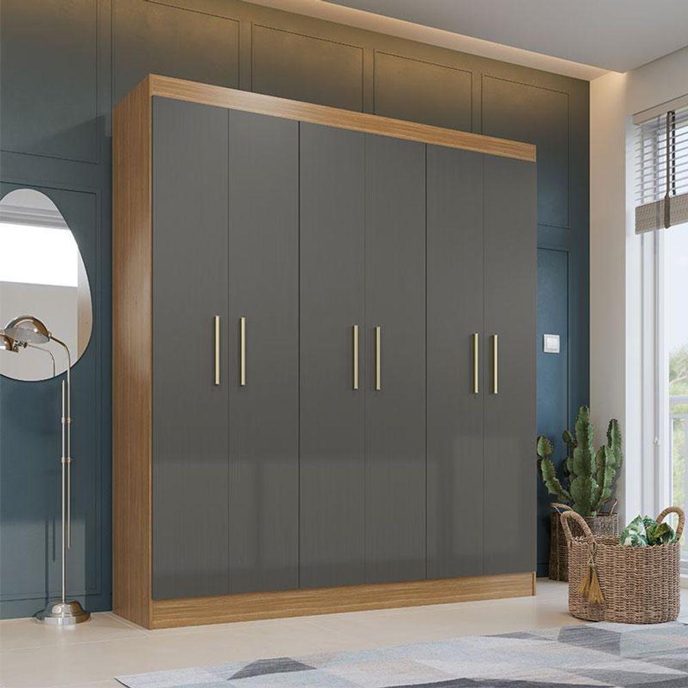 Guarda Roupa Casal Ipê 6 Portas Freijó Gris Fosco - Kits Paraná - 7
