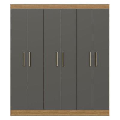 Guarda Roupa Casal Ipê 6 Portas Freijó Gris Fosco - Kits Paraná