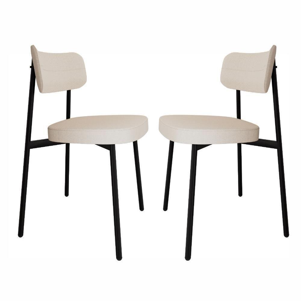 Conjunto 2 Cadeiras De Jantar Alloa Corriente Palha Estrutura Preta - 1