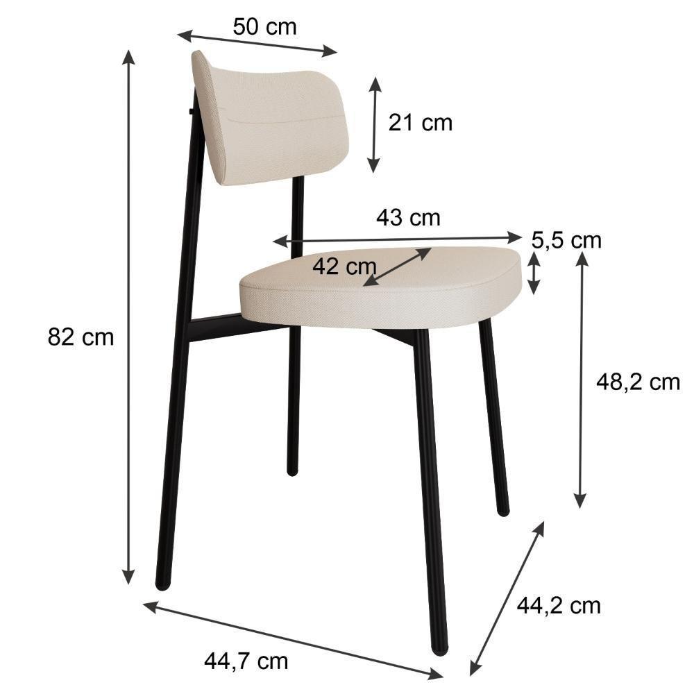 Conjunto 2 Cadeiras De Jantar Alloa Corriente Palha Estrutura Preta - 7