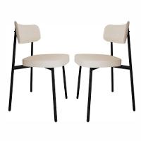 Conjunto 2 Cadeiras De Jantar Alloa Corriente Palha Estrutura Preta - 1