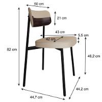 Conjunto 6 Cadeiras De Jantar Alloa Corriente Areia Courino Café Estrutura Preta - 7