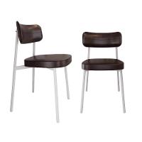 Conjunto 2 Cadeiras De Jantar Alloa Courino Café Estrutura Branca - 1