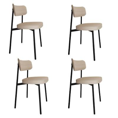 Conjunto 4 Cadeiras De Jantar Alloa Corriente Areia Estrutura Preta