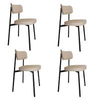 Conjunto 4 Cadeiras De Jantar Alloa Corriente Areia Estrutura Preta - 1