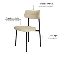 Conjunto 4 Cadeiras De Jantar Alloa Corriente Areia Estrutura Preta