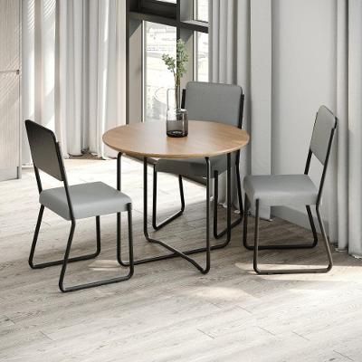 Conjunto 6 Cadeiras De Jantar Next Cinza Claro Corriente Courino Preto Estrutura Preta