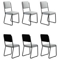 Conjunto 6 Cadeiras De Jantar Next Cinza Claro Corriente Courino Preto Estrutura Preta - 2