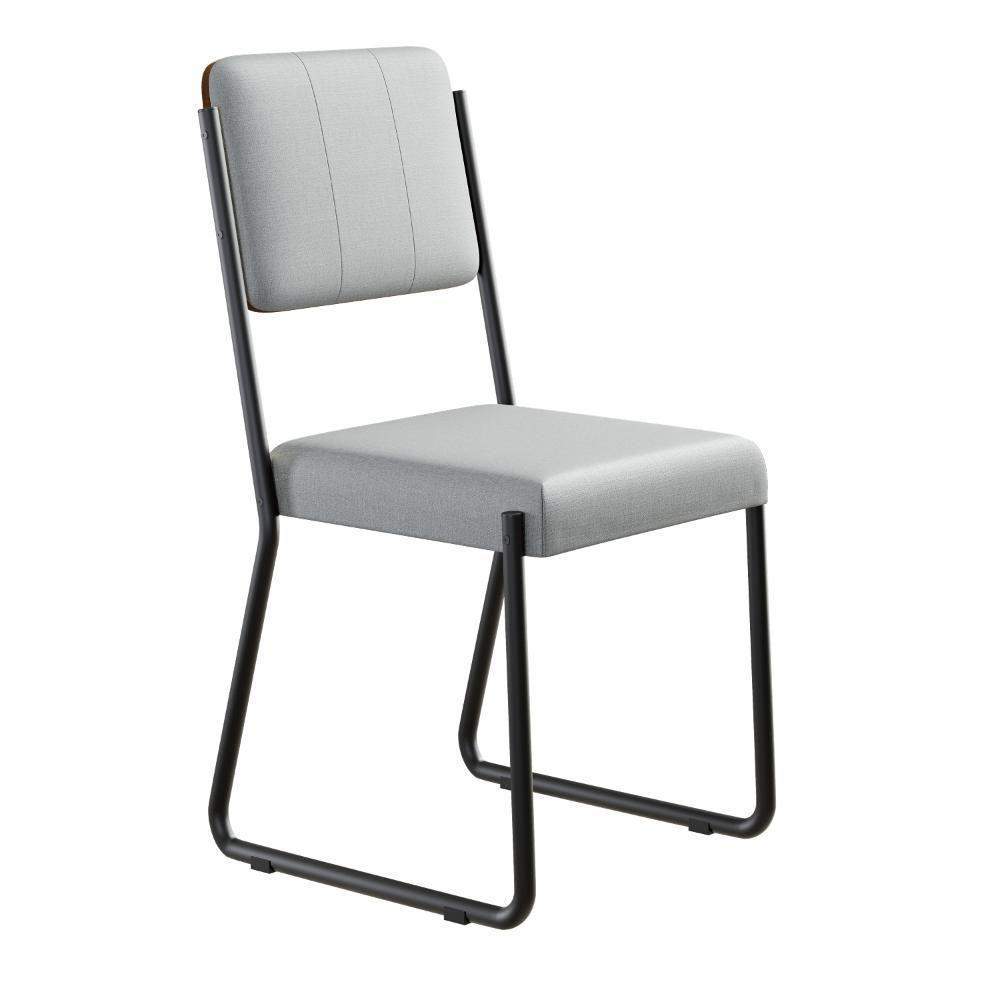 Conjunto 2 Cadeiras De Jantar Next Cinza Claro Corriente Courino Preto Estrutura Preta - 5