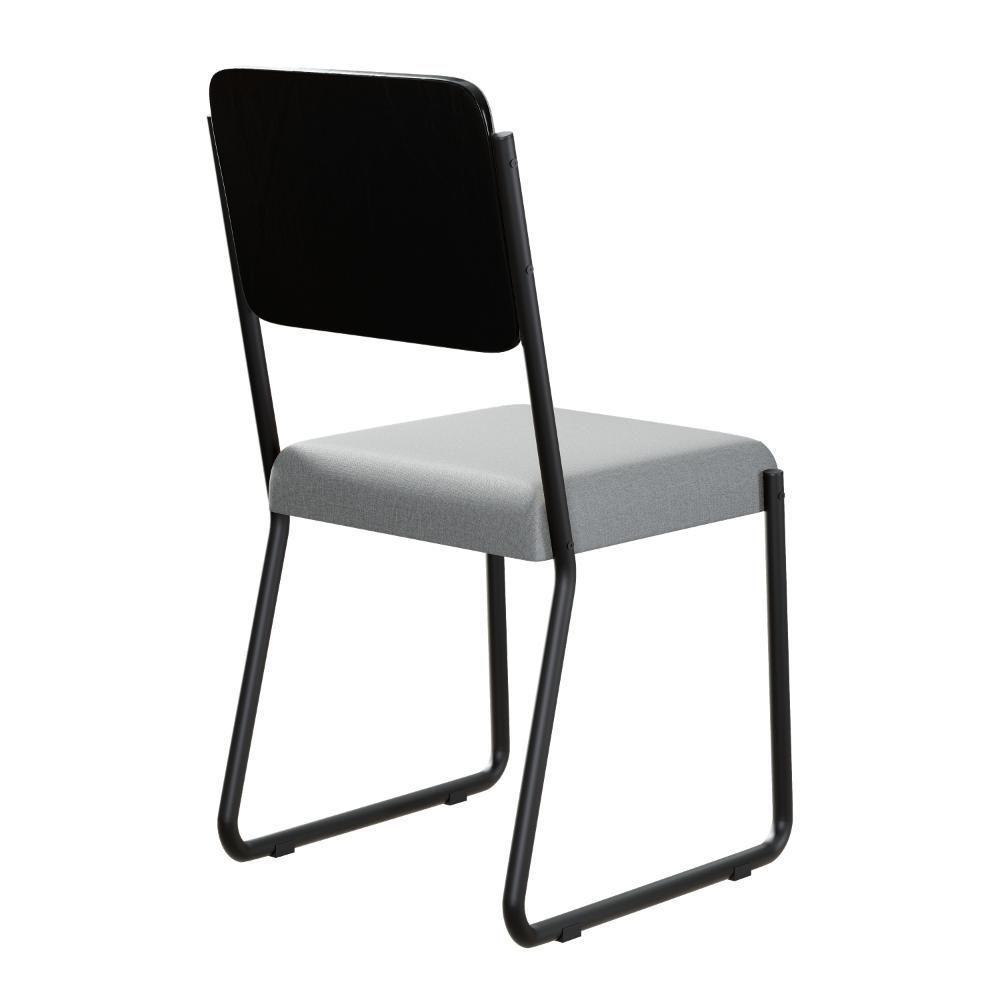 Conjunto 2 Cadeiras De Jantar Next Cinza Claro Corriente Courino Preto Estrutura Preta - 6