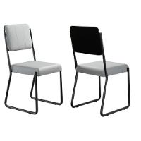 Conjunto 2 Cadeiras De Jantar Next Cinza Claro Corriente Courino Preto Estrutura Preta - 2