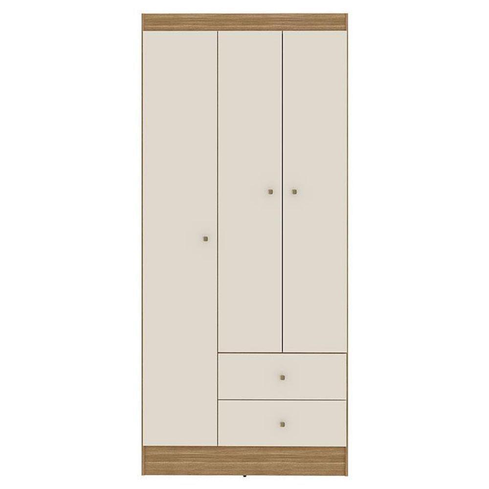 Guarda Roupa Solteiro Versa 3 Portas Freijó Off White Fosco - Kits Paraná - 3