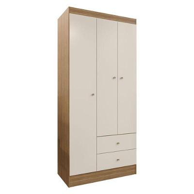 Guarda Roupa Solteiro Versa 3 Portas Freijó Off White Fosco - Kits Paraná