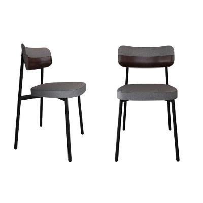 Conjunto 2 Cadeiras De Jantar Alloa Corriente Cinza Courino Café Estrutura Preta