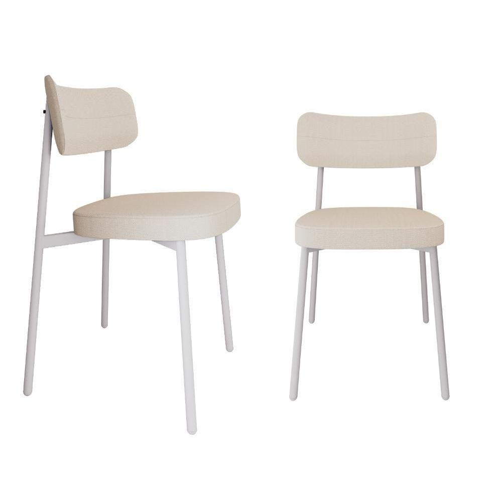 Conjunto 2 Cadeiras De Jantar Alloa Corriente Palha Estrutura Branca - 1