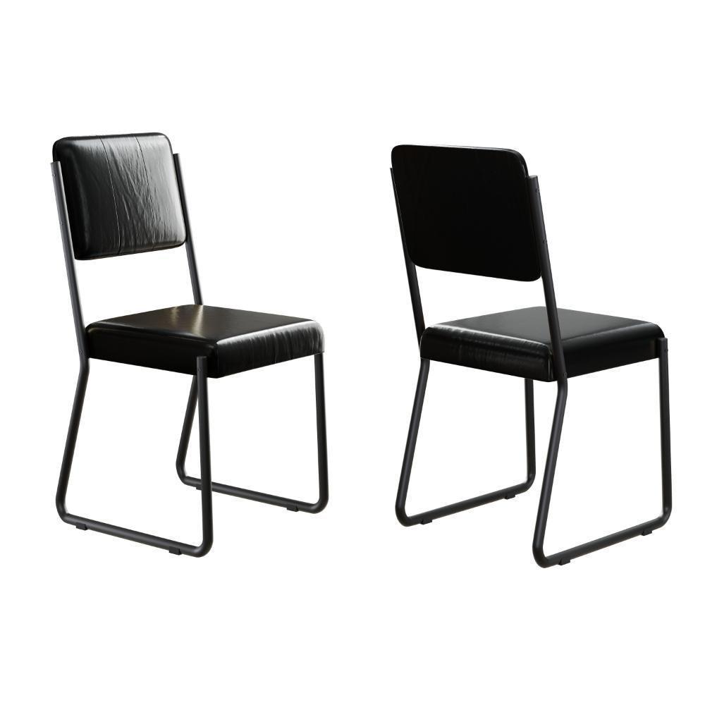 Conjunto 2 Cadeiras De Jantar Next Tecido Courino Preto Estrutura Preta - 2