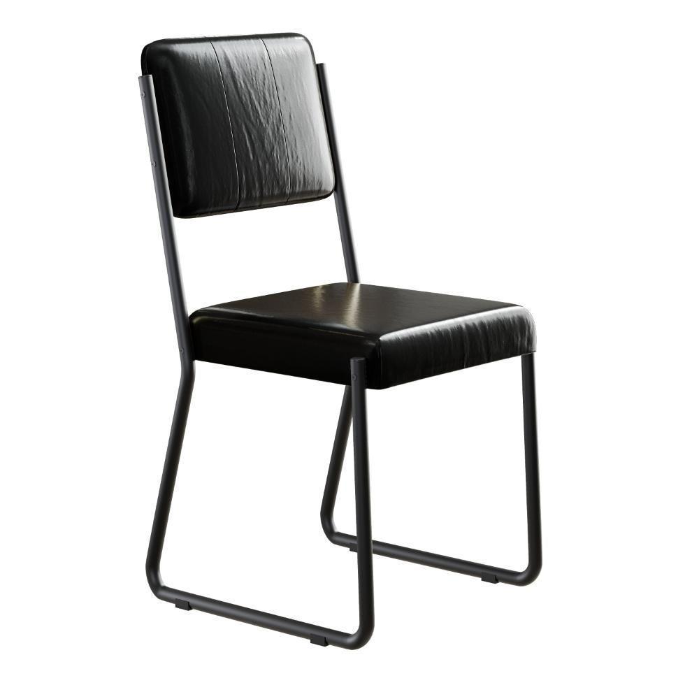 Conjunto 2 Cadeiras De Jantar Next Tecido Courino Preto Estrutura Preta - 5