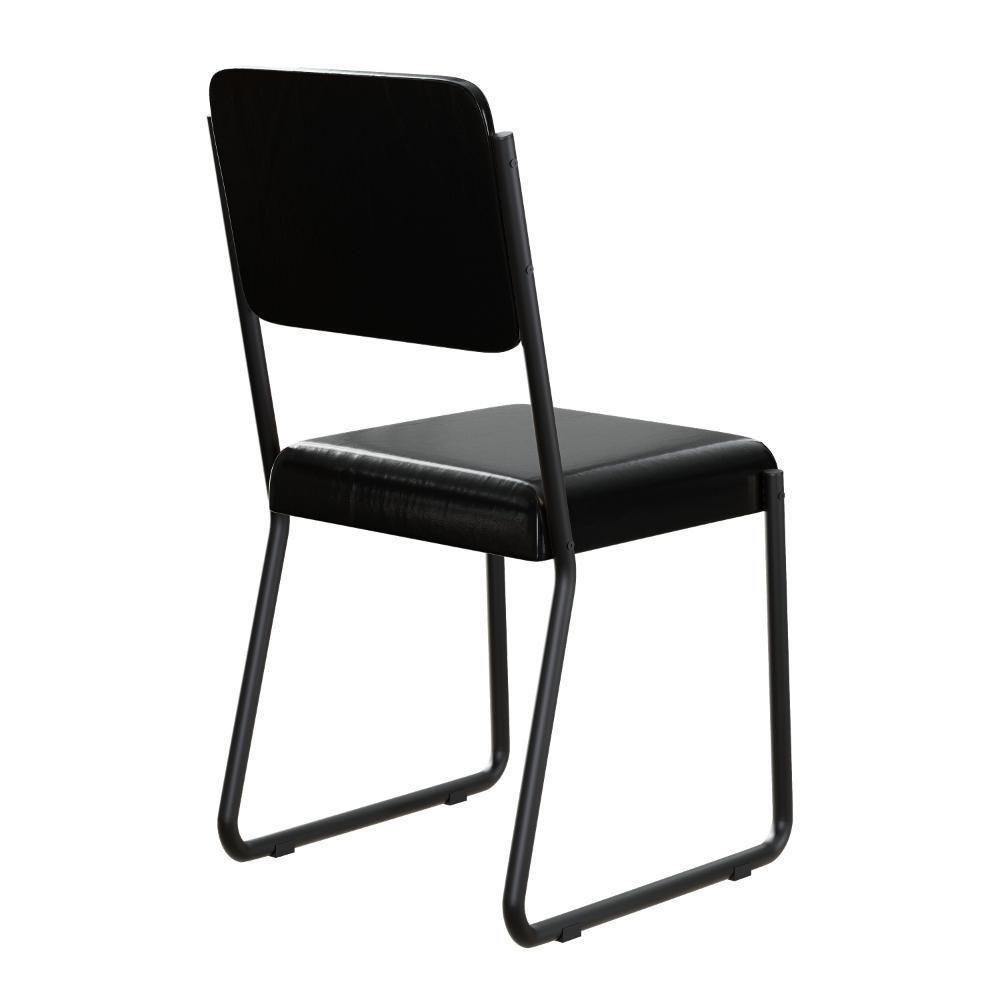 Conjunto 2 Cadeiras De Jantar Next Tecido Courino Preto Estrutura Preta - 6