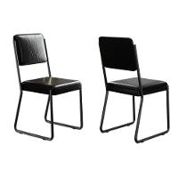 Conjunto 2 Cadeiras De Jantar Next Tecido Courino Preto Estrutura Preta - 2