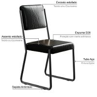 Conjunto 2 Cadeiras De Jantar Next Tecido Courino Preto Estrutura Preta