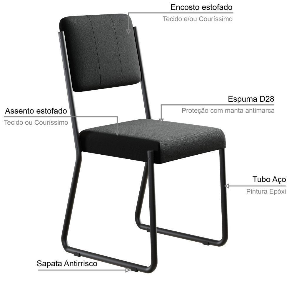 Conjunto 4 Cadeiras De Jantar Next Preto Corriente Estrutura Preta - 4