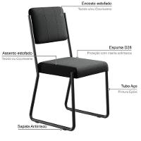 Conjunto 4 Cadeiras De Jantar Next Preto Corriente Estrutura Preta