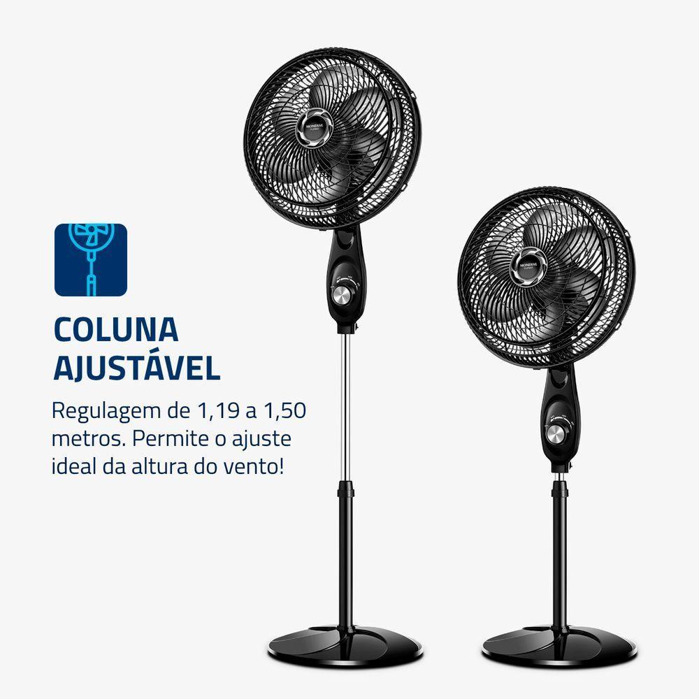 Ventilador De Coluna Mondial 30cm 6 Pás Turbo VT-30C-NB Preto Prata 220V - 3