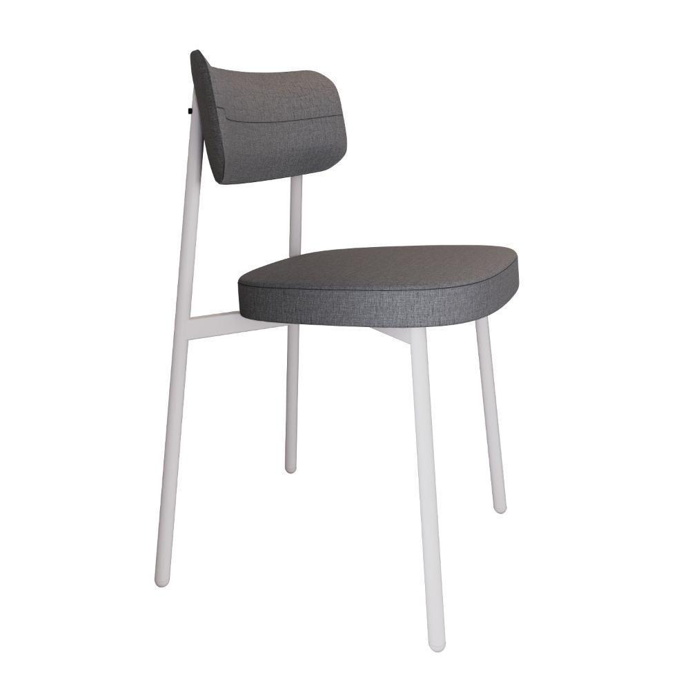 Conjunto 2 Cadeiras De Jantar Alloa Corriente Cinza Estrutura Branca - 2