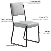 Conjunto 6 Cadeiras De Jantar Next Cinza Claro Corriente Courino Caramelo Estrutura Preta