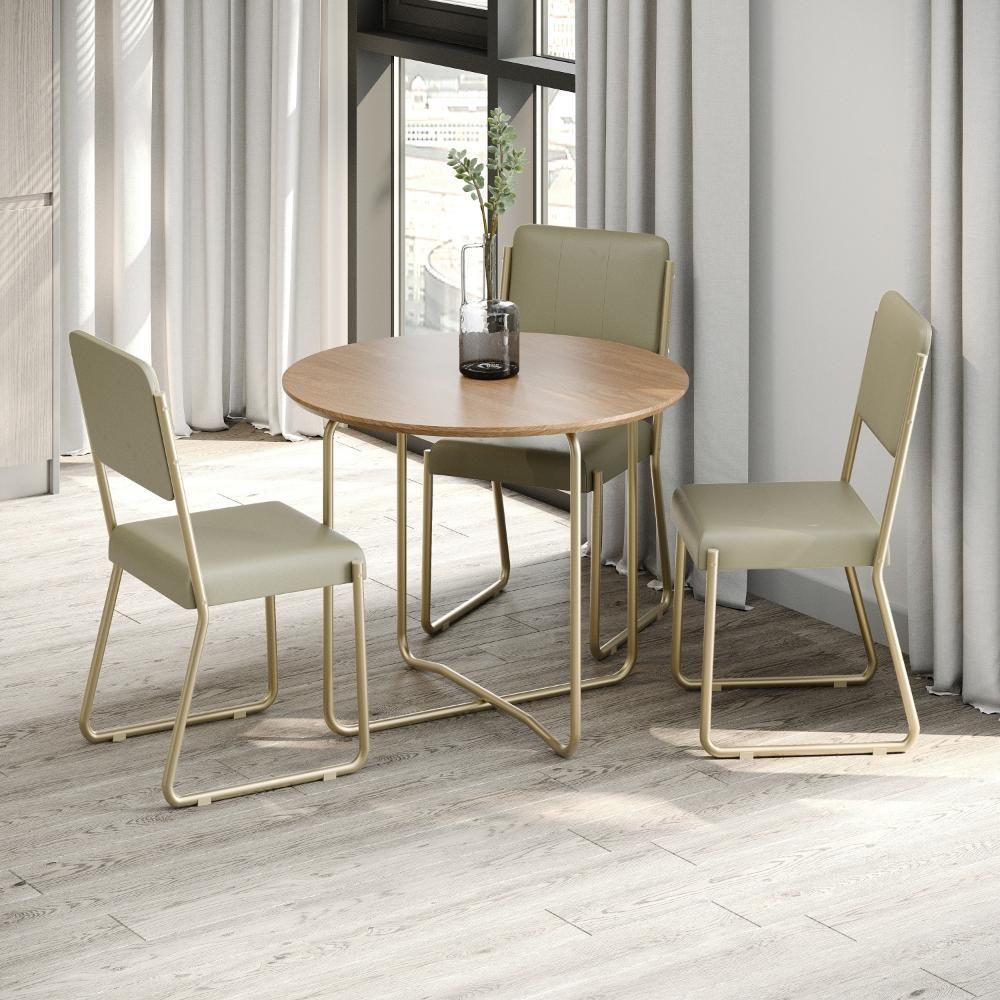 Conjunto 2 Cadeiras De Jantar Next Tecido Courino Bege Saara Estrutura Preta - 1