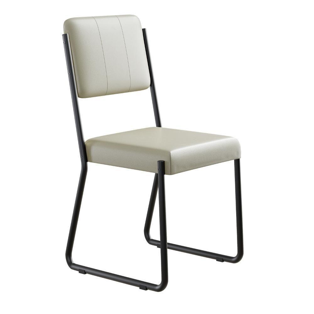 Conjunto 2 Cadeiras De Jantar Next Tecido Courino Bege Saara Estrutura Preta - 5