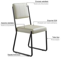 Conjunto 2 Cadeiras De Jantar Next Tecido Courino Bege Saara Estrutura Preta