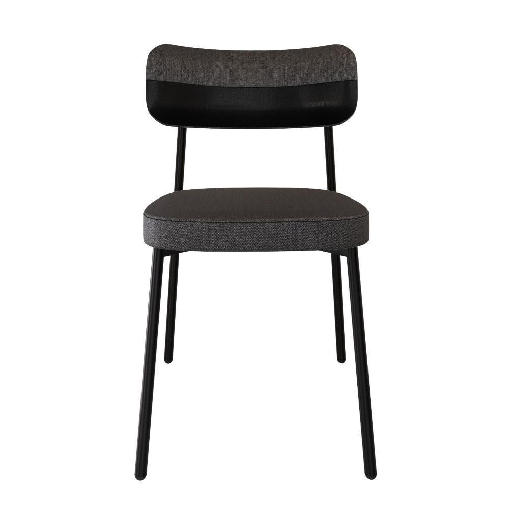 Conjunto 4 Cadeiras De Jantar Alloa Corriente Grafite Courino Preto Estrutura Preta - 5