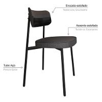 Conjunto 4 Cadeiras De Jantar Alloa Corriente Grafite Courino Preto Estrutura Preta