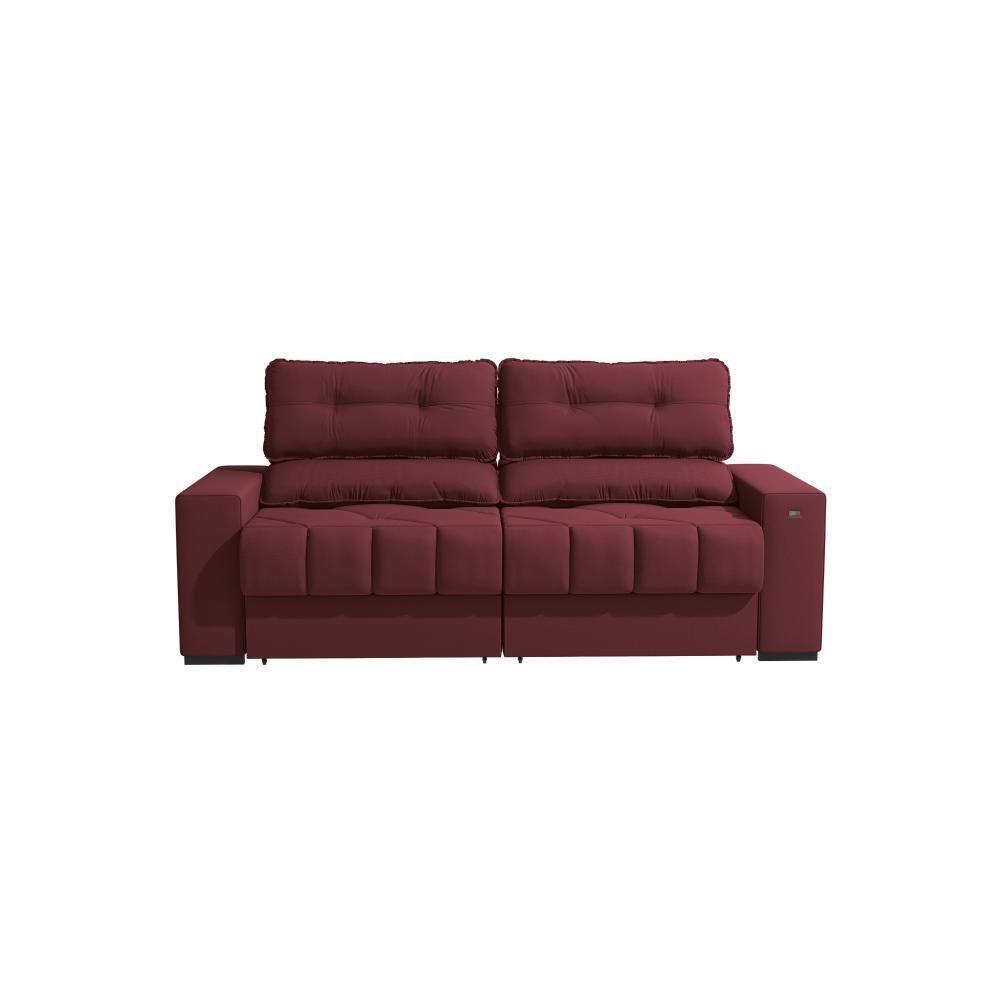 Sofá Retrátil Kappesberg Sander Veludo Bordô - 2
