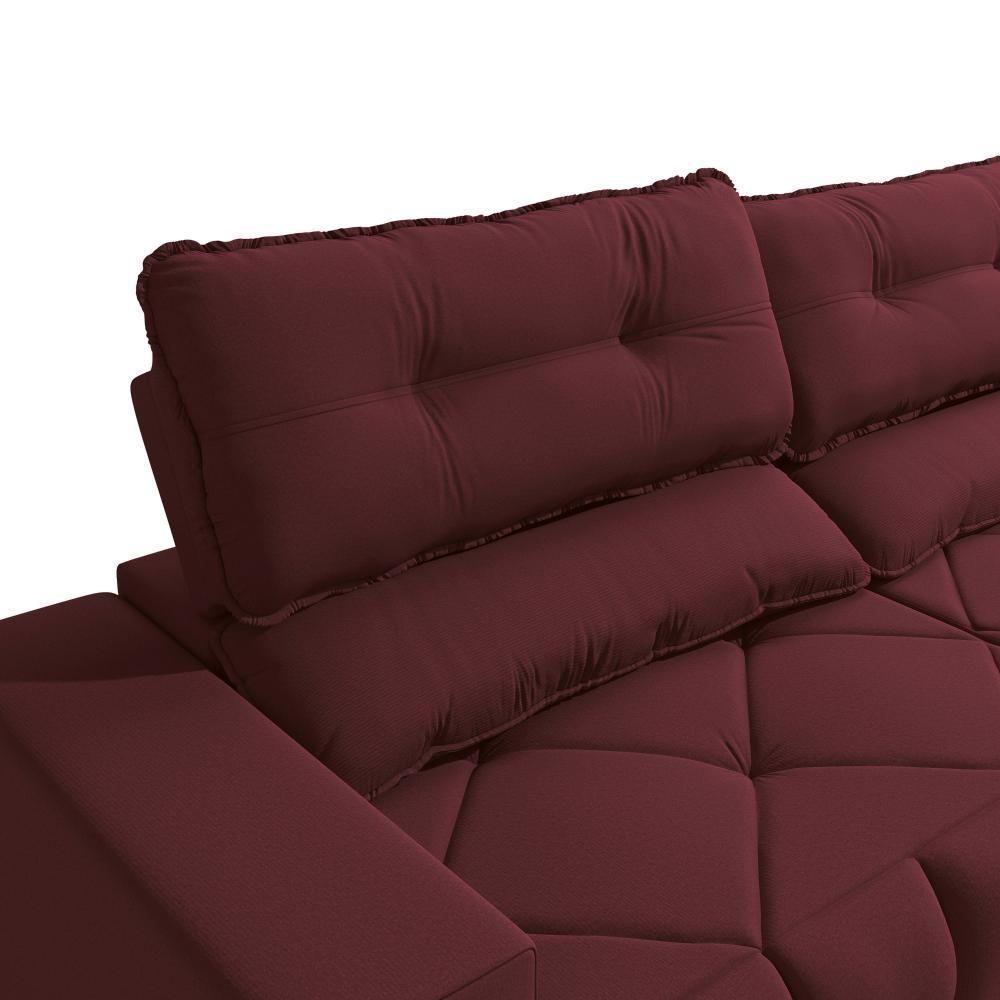 Sofá Retrátil Kappesberg Sander Veludo Bordô - 5