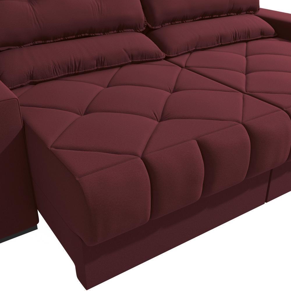 Sofá Retrátil Kappesberg Sander Veludo Bordô - 6