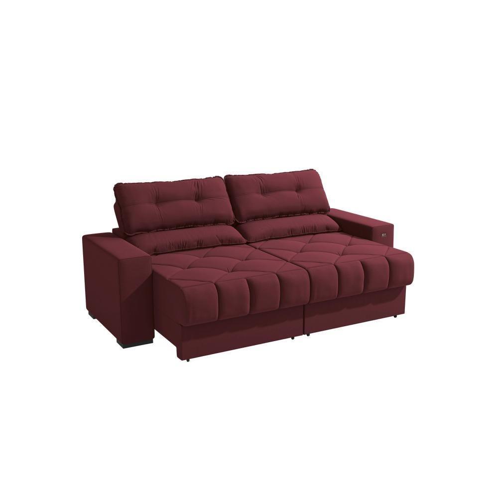 Sofá Retrátil Kappesberg Sander Veludo Bordô - 8