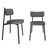 Conjunto 2 Cadeiras De Jantar Alloa Corriente Cinza Estrutura Preta - 1