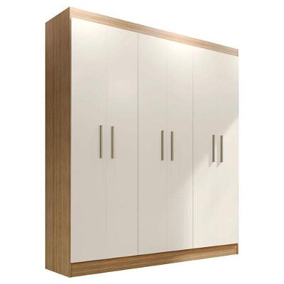 Guarda Roupa Casal Ipé 6 Portas Freijó Off White Fosco - Kits Paraná