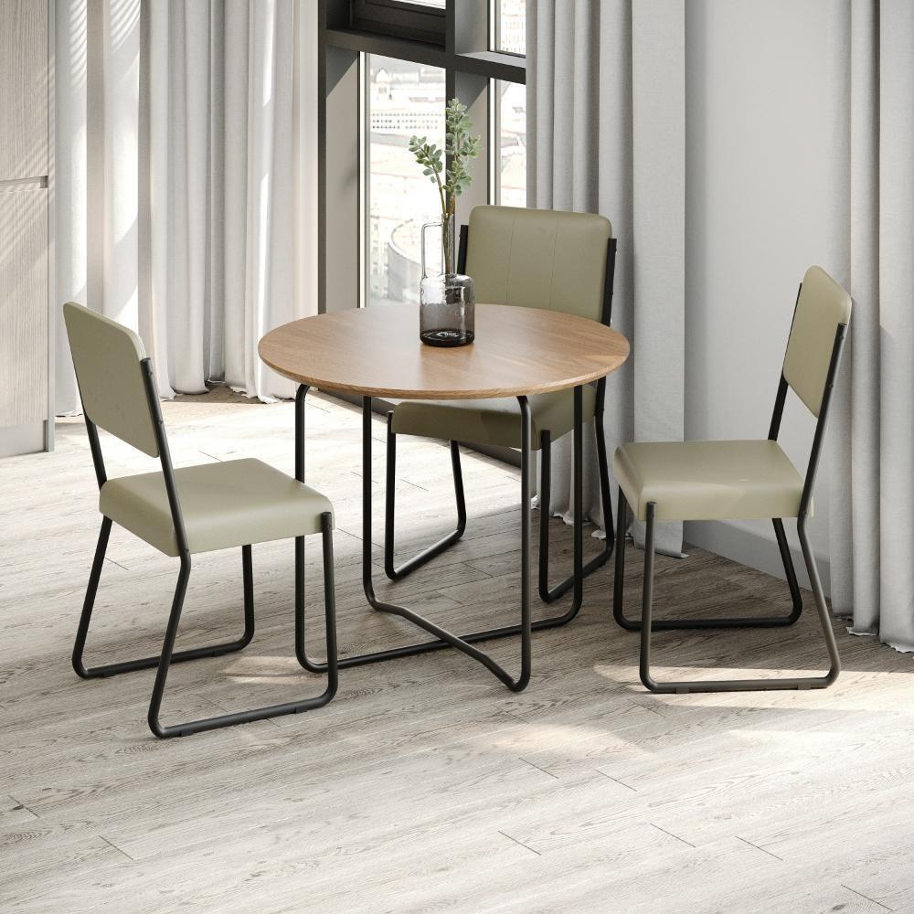 Conjunto 4 Cadeiras De Jantar Next Areia Corriente Estrutura Preta - 1